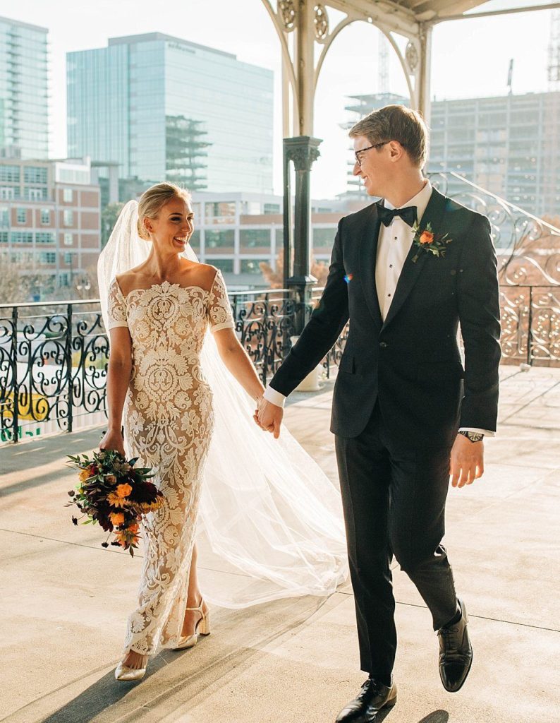 married couple portraits at nashville union station hotel wedding