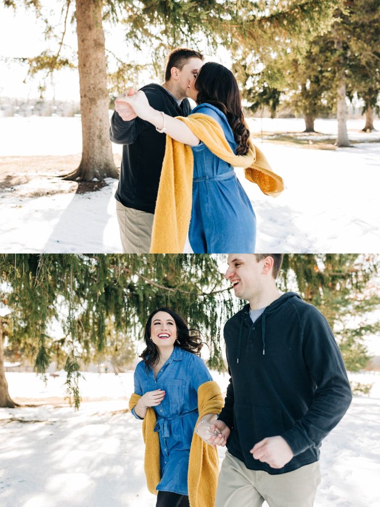 Oakland county engagement session winter candid photoshoot