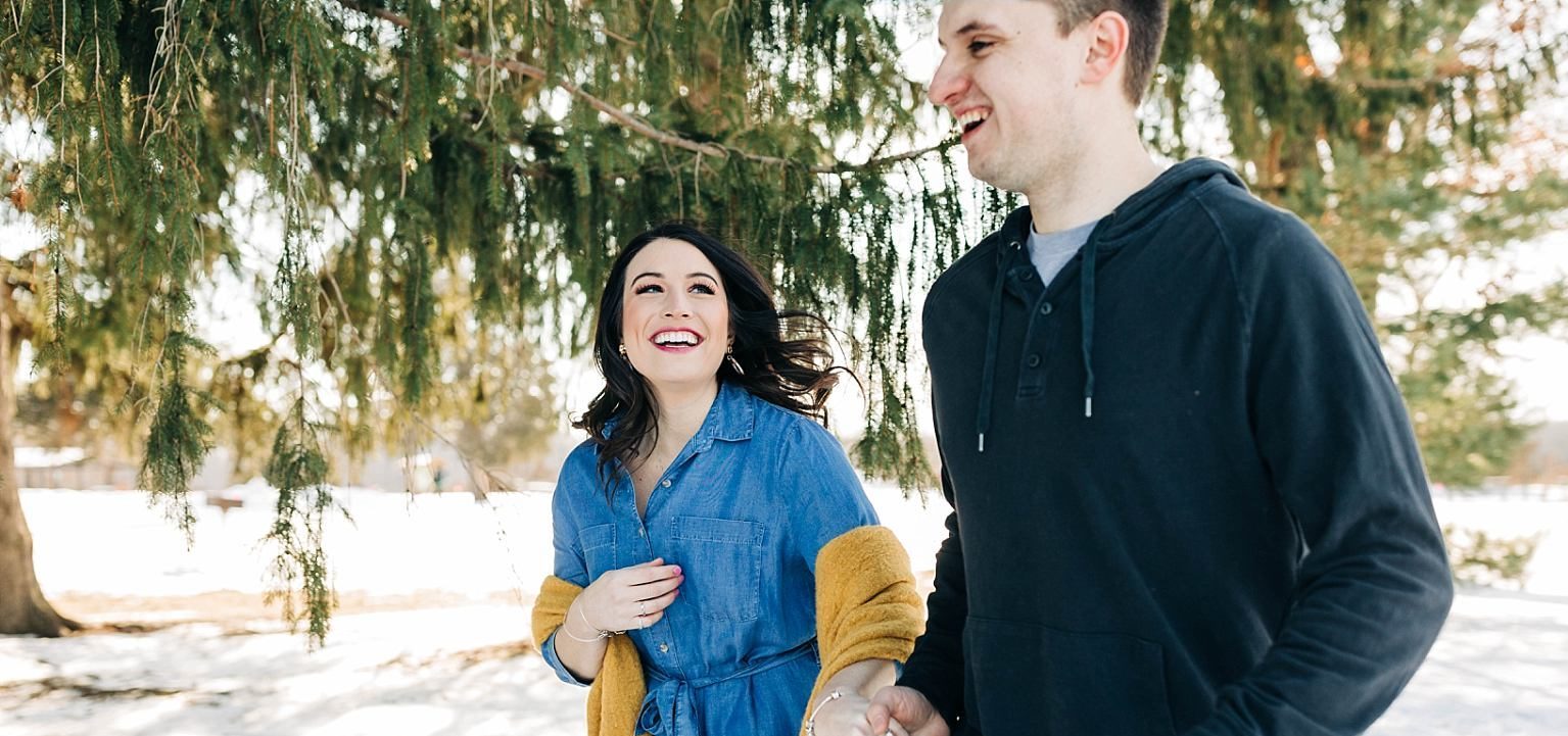 Oakland county engagement session winter candid photoshoot
