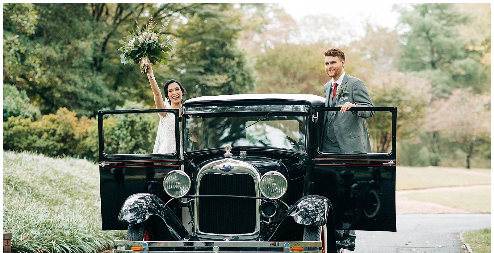 bride groom classic car wedding photography Rome georgia wedding